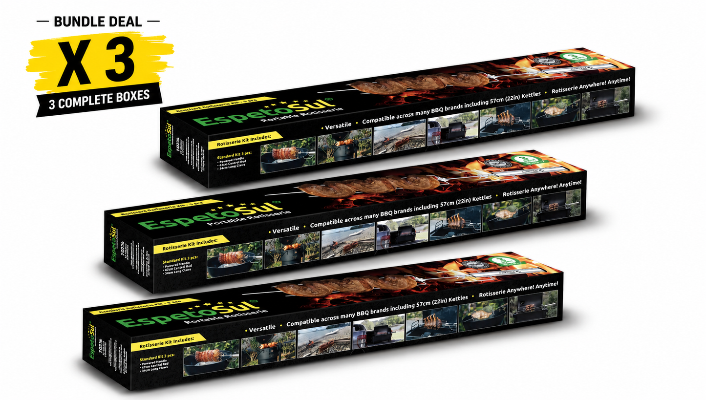 Triple Premium Powered BBQ Rotisserie Kit